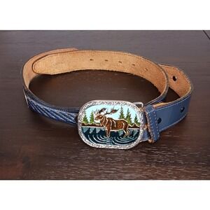 Western Moose Belt Americana Ranchcore Indie Kitschy Leather Belt Size 34